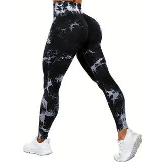 Europeu Americano Sexy Pêssego Nádegas Calças de Yoga Mulheres / Tie-Dye High Waist Skinny Stretch Fitness Esportes Tamanho Grande Calças de Tornozelo Comprimento S-