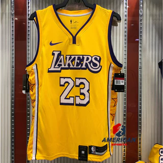 Masculino Camiseta NBA Los Angeles Lakers 23 LeBron James Regata Amarelo Camisa De Basquetebol Jersey