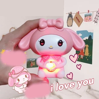 Desenho Animado Sanrio Kuromi/Melody Keychain Pendant Dizendo Que Eu Te Amo Luminous Love Heart Doll Toys Confissão Criativa Do Dia Dos Namorados