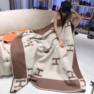 HERMES Carta H De Alta Qualidade Cashmere Shawl Ar Condicionado Sofá Manta Escritório Siesta De Lã Viagem Em Branco Único
