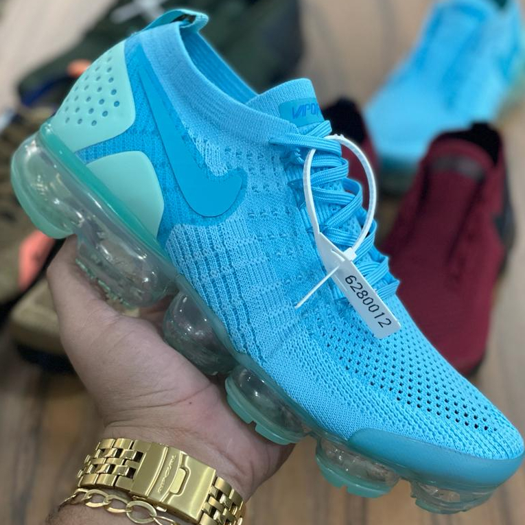 Sapatos Esportivos Femininos a-ir Vapormax 2.0 Azul Claro De Alta Qualidade , Corrida , Caminhada super Confortável