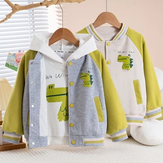 Conjunto De Casaco Dinossauro Para Crianças Primavera/Outono Meninas Moda Capuz Impresso + Jaqueta 2-Piece Kids Splicing Sports Suit 9 Meses-5 Anos