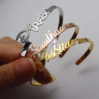 Pulseiras Com Nome Personalizado Para Mulheres Revestimento De Ouro Em Aço Inoxidável Da Moda Personalizadas