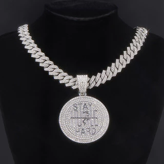 Novo Corrente Cravejada Ice Colar Hip Hop Calmo Carta Inglesa Pingente Moda Diamante Cubano Masculino Colar