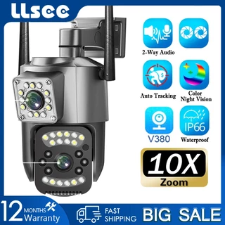LLSEE v380 Pro 8MP 4K CCTV De Lente Dupla Sem Fio Câmera De Segurança IP Externa 360 PTZ 10X Amplificada Chamada Bidirecional WIFI Monitoramento De À Prova D'água Visão Noturna A Cores