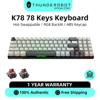 Teclado mecânico Thunderobot K78 com retroiluminação RGB, teclado com fio hot-swappable, 78 teclas, teclado para jogos
