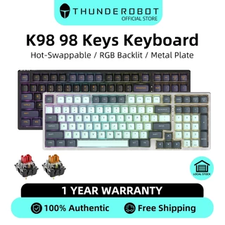 Thunderobot K98 teclado mecânico com fio Hot Swap toda placa de posicionamento de metal 98 teclas teclado para jogos