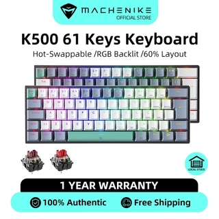 Teclado Mecânico Machenike K500 B61 com Fio 61 Teclas Hot-swappable RGB Retroiluminado Teclado Português Personalizado