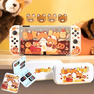 Capa Protetora Do Interruptor De Biscoitos Biscoito Slim Para Nintendo Switch/OLED/Lite Console Joy-Con Chave De Tampa Polegar Bolsa De Armazenamento Acessórios Jogos