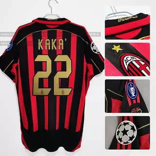 06-07ac Milan Home Football Jersey No. 222 KAKA Retro Jersey Campeonato Europeu de Jersey Personalização
