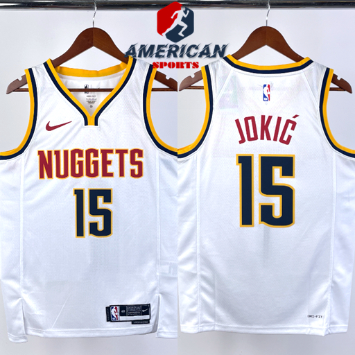 Homens Prensado A Quente Camiseta 2023NBA Denver Nuggets Regata Nikola Jokic Camisa Branca Basquetebol jersey