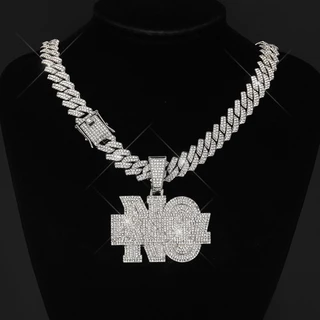 Novo Corrente Cravejada Ice Colar De Hip Hop Com Carta De Diamante Sem Pingente De Moda Corrente Cubana Colar Masculino