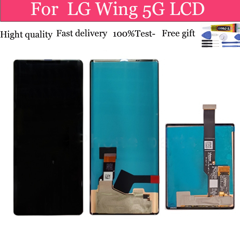 Para LG Wing 5G Montagem Do Digitalizador De Tela LCD Pequena Com Sensível Ao Toque LMF100N Peças De Reparo De Substituição