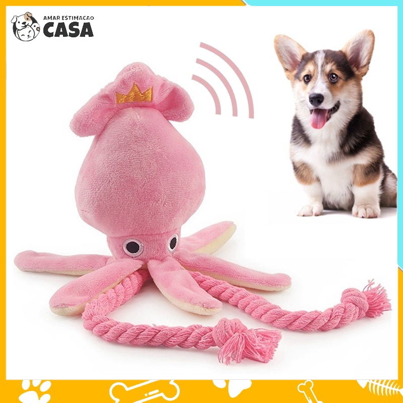 Brinquedos De Pelúcia Fofinhos Rosa Polvo Mastigar Cachorro Mordedor brinquedos que fazem som