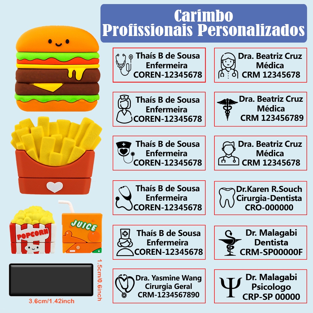 Carimbo Personalizado Para Profissionais Gerais Professores Médicos Enfermeiros Personalizados Dados