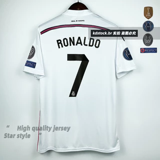 14-15real Madrid Home Jersey No. 7 Cristiano Ronaldo Retro Football Jersey Liga Européia do Campeonato Europeu de Futebol Jersey Personalização