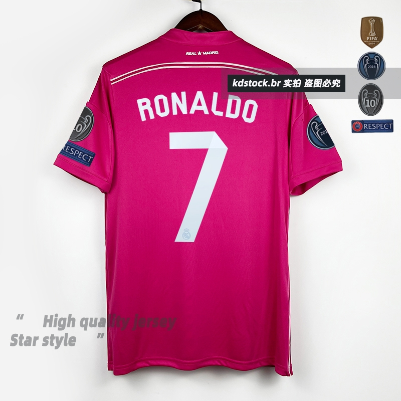 14-15real Madrid Camisa de Futebol Retro Longe No. 7 Cristiano Ronaldo Retro Jersey Campeão da Liga Européia Jersey