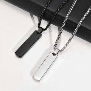 Rectângulo Geométrico De Estilo Masculino Barra Pingente Colar , Prata Preta Cor Da Caixa De Aço Inoxidável Corrente , Jóias Masculinas