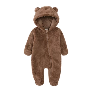 Macacão De Outono E Inverno Para Bebês , Roupas Rastejantes Grossas Quentes De Flanela Recém-Nascidos Ao Ar Livre Pelúcia