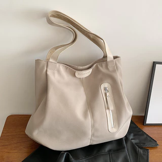 Bolsa de Nylon para Senhoras Bolsa de Mão Grande Bolsa Portátil Tote Bolsa Casual para Ombros Simples