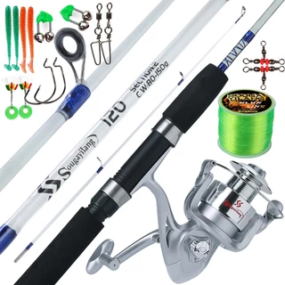Sougayilang 1.2/2.1M Conjunto De Carretel De Cana De Pesca Portátil 2 Seções Isca Com 6BB 5.2 : 1 Engrenagem De Alta Velocidade E Para A Carpa joran pancing