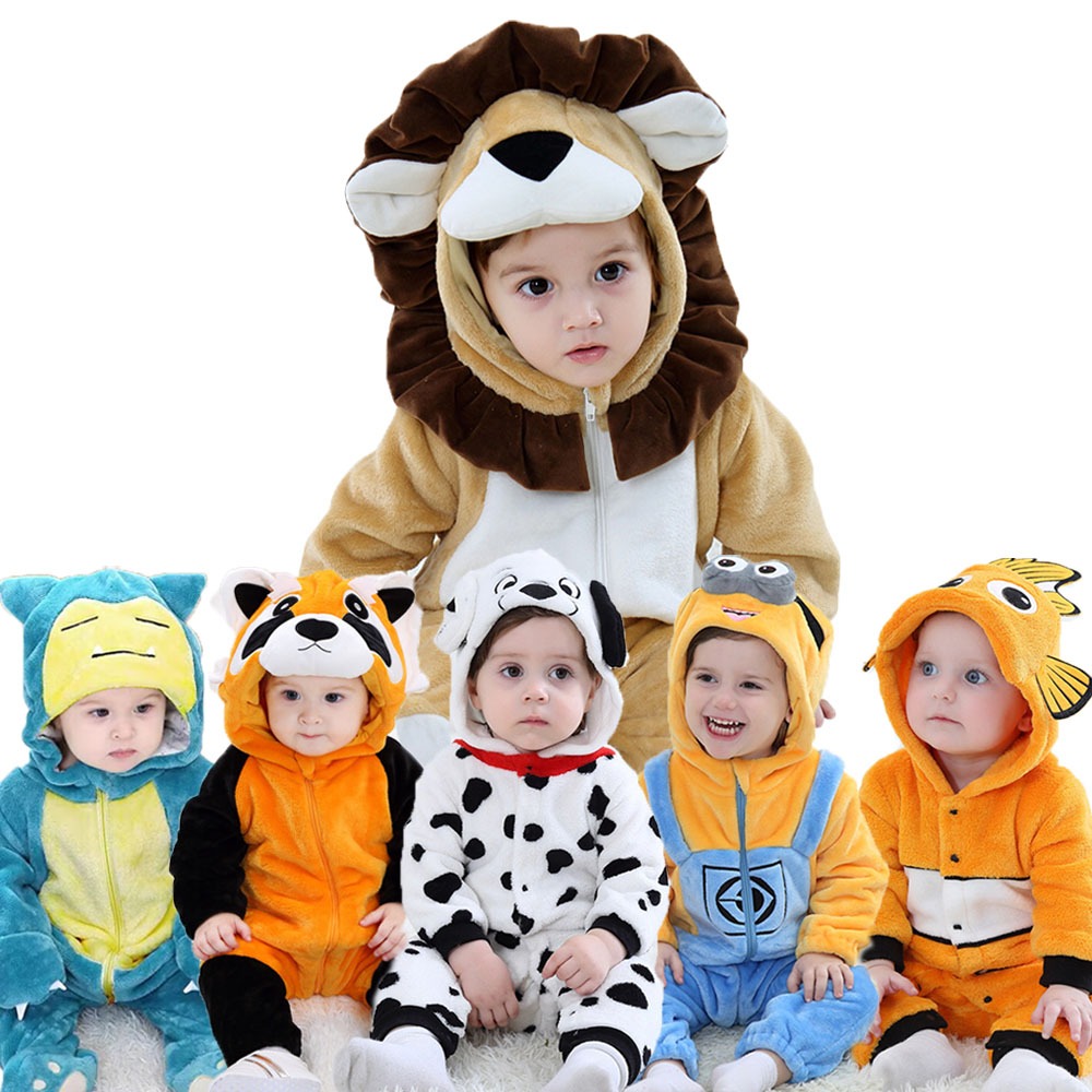 Kigurumi para Cosplay de Animais em Peça Única para Bebês de 1-3 Anos / Fantasia com Desenho Infantil / Conjunto Fofo