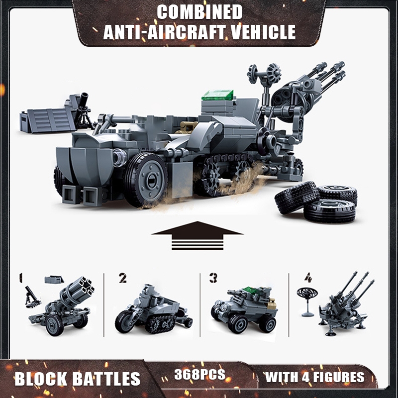 Carro Anti-espaço Tanque de Brinquedo Blocos De Construção Veículo Caminhão Militar E Tanque De Guerra De Brinquedo Veículos Militares M38-b0681 -358pcs