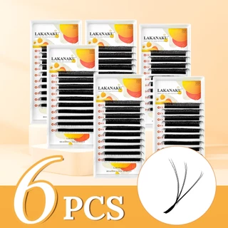 LAKANAKU Pestanas Suaves 6D W Ventiladores De Extensão De 6 Bandejas Cilios Maquiagem Natural