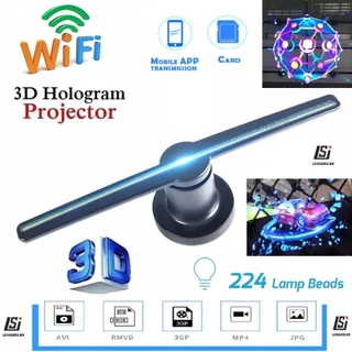 2224 Contas De Lâmpadas De Olho Nu 3D LED Projetor Holográfico WiFi Visor Do Ventilador Leitor Publicitário De Holograma 16G Memória