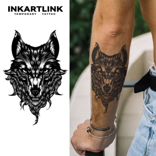 Wolf Head Adesivos Temporários De Tatuagem , Mágica De Longa Duração À Prova D'água , Dura Até 15 Dias Falsa semi Permanente .