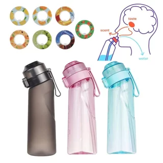 Garrafa De Água Com Sabor 7 Cápsulas De Ar Preta Fosca 650ml/450ml Conjunto De Partida Copo Para Esportes De Acampamento