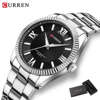 CURREN Relógios Masculinos Marca Topo Ponteiro Luminoso Original Moda Quartzo Causal Aço Inoxidável Impermeável 8453