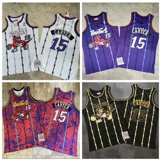 Bordados Requintados Jersey Basquetebol Mens London Raptors Vince Carter Mitchell Ness Hardwood Clássicos-Roxo/Branco/Preto