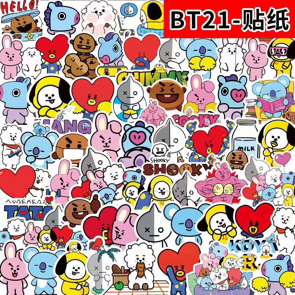 Kpop BTS BT21 Skateboard Portátil Decoração de copa telefônica Decoração de copa telefônica Adesivo à prova d'água