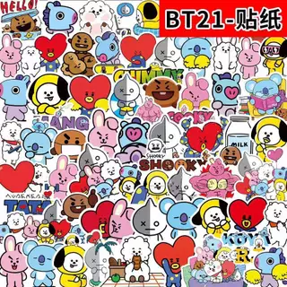 Kpop BTS BT21 Skateboard Portátil Decoração de copa telefônica Decoração de copa telefônica Adesivo à prova d'água