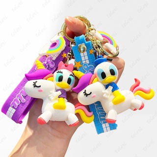 Novo Desenho animado Fofo Criativo Pikachu Stitch Mario Donald Duck Mickey Riding Rainbow Horse Doll Key Ring Pingente Porta-Chaves Acessórios Saco Pingente Porta-Chaves Ano Novo Presente de Aniversário
