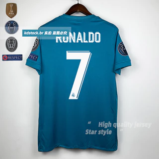 17-18real Madrid Segunda Camisa de Futebol de Longa Distância No. 7 RONALDO Retro Football Jersey Liga Européia do Campeonato Europeu de Futebol Jersey Personalização