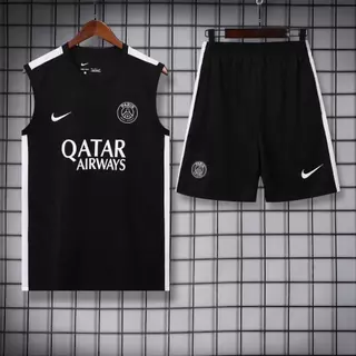 233 /24 Paris Camisa Preta de Treinamento Fato Esportivo de Futebol com Zipper Pocket Support Phrase S-2XL