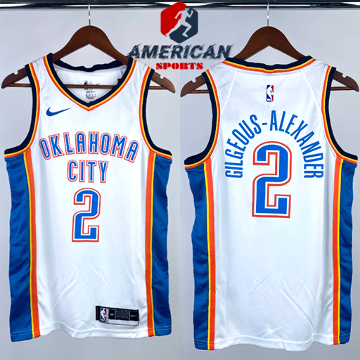 Homens Camiseta NBA Oklahoma City Thunder Regata Shai Gilgeous-Alexander Camiseta Branco Basquetebol Jersey