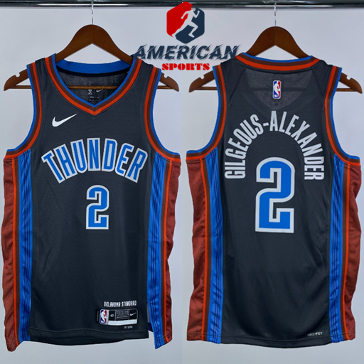 Masculino Camisa NBA Oklahoma City Thunder Regata Shai Gilgeous-Alexander Camiseta Basquetebol Preto Jersey