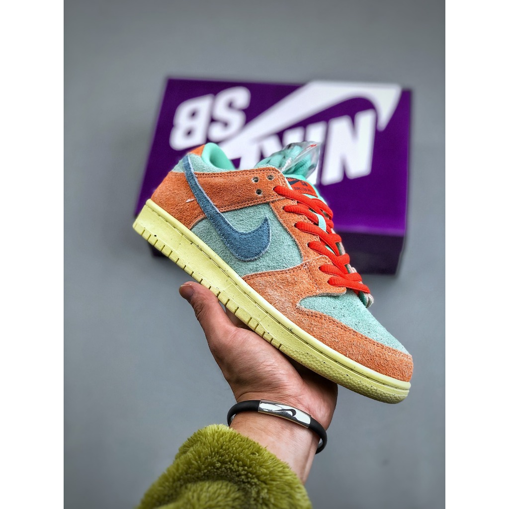 2024 Novo Estilo 100% Original SB Dunk Low Pro "Orange Aqua" Tênis esportivo Casual