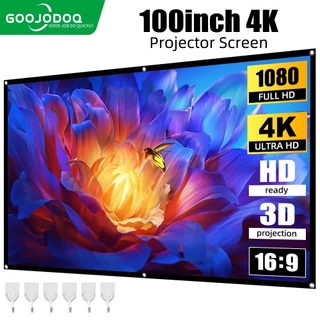 Tela Projetora Portátil GOOJODOQ Dobrável 4K HD 80/100 Polegadas 16 : 9 De Filmes Para Home Theater Exterior Interior