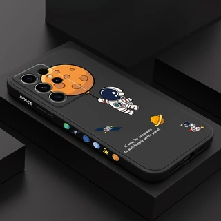 Vento Astronauta Caso De Telefone Para Samsung Galaxy S25 S24 FE Ultra Plus Silicone Líquido Padrão Lateral Capa
