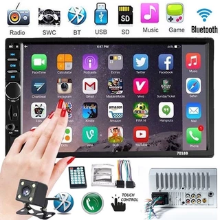 Reprodutor MP5 Multimídia Automotivo 7 Polegadas MP5 7018B 2 Din Radio/Tela Sensível Ao Toque HD FM Espelhamento Receptor Bluetooth