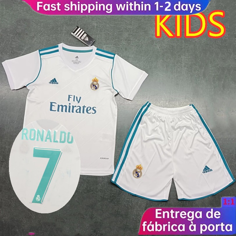 17/18 Ronaldo 7 # Retro Camisa Infantil 2017 Real Madrid Home Jersey De ...