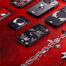 CASETiFY X Homem Aranha Padrão De Veneno De Sucção Magnética Matte Black & Sliver Mirror Casing Apple IPhone 15 14 13 12 Pro Max Plus Tampa Da Caixa Traseira Dura Com Logotipo De Escultura