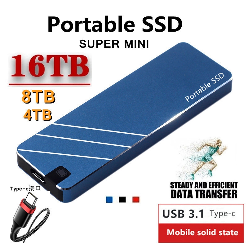 SSD Portátil Original 1TB 8TB 30T 60TB 128T USB 3.1Type-C Unidade Externa De Estado Sólido Móvel De Alta Velocidade