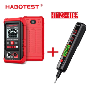 HABOTEST HT123 Multímetro Digital + Detector De Tensão HT89 AC , DC/Inteligente/Resistência/Detecção Contínua/Buzzer/Silicone Anti-Queda