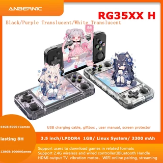 Anbernic RG35XX H Versão horizontal console De Jogos Portátil De 3,5 Polegadas 64GB MicroSD slot Duplo Cartão psp Conexão Do Controlador Bluetooth , HDMI TV 2024 Novo joystick