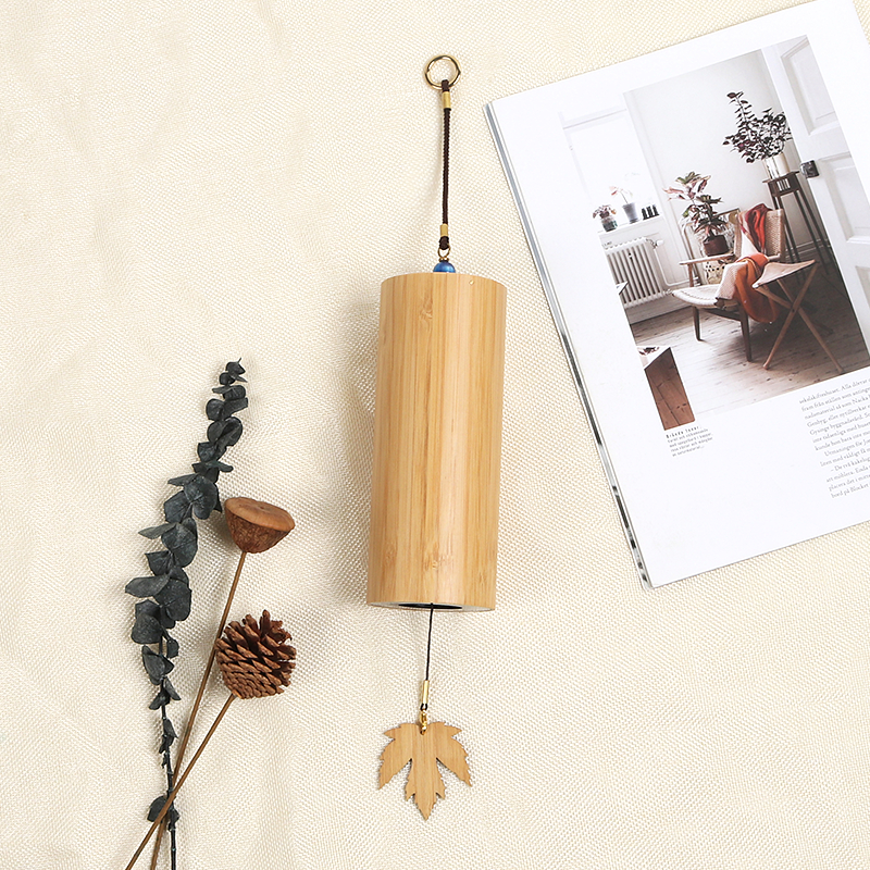 Pingente De Folha De Ácer Quatro Estações Sinos De Vento Bambu Série De Cura De Acordes Meditação Varanda Decoração Sino De Aniversário